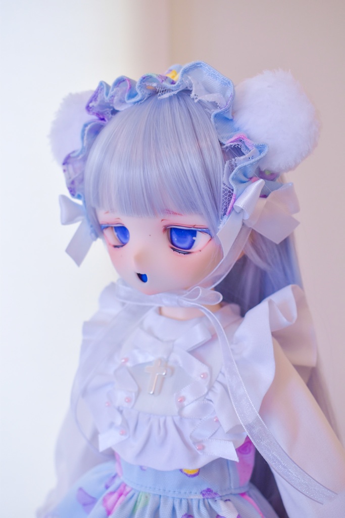 ロング丈!くまうさ柄のロリィタ風ワンピース
