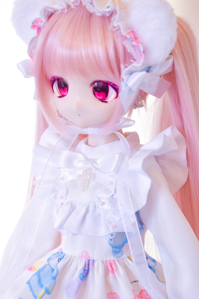 ロング丈!くまうさ柄のロリィタ風ワンピース