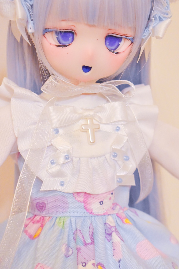 ミニ丈!くまうさ柄のワンピースセット♡
