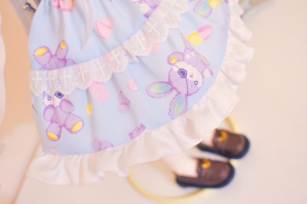 ミニ丈!くまうさ柄のワンピースセット♡