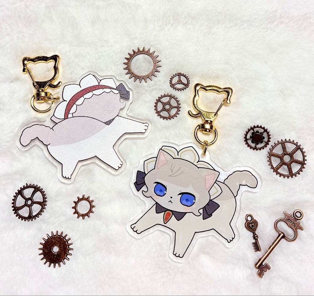 ねこサンドローネの両面アクリルキーホルダー