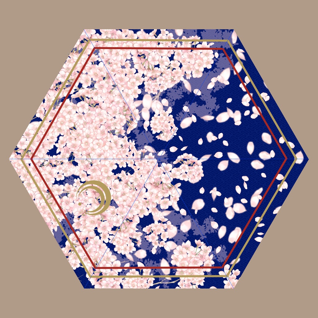 刀剣男士が見守る折りたたみ傘（内側印刷）　三日月宗近