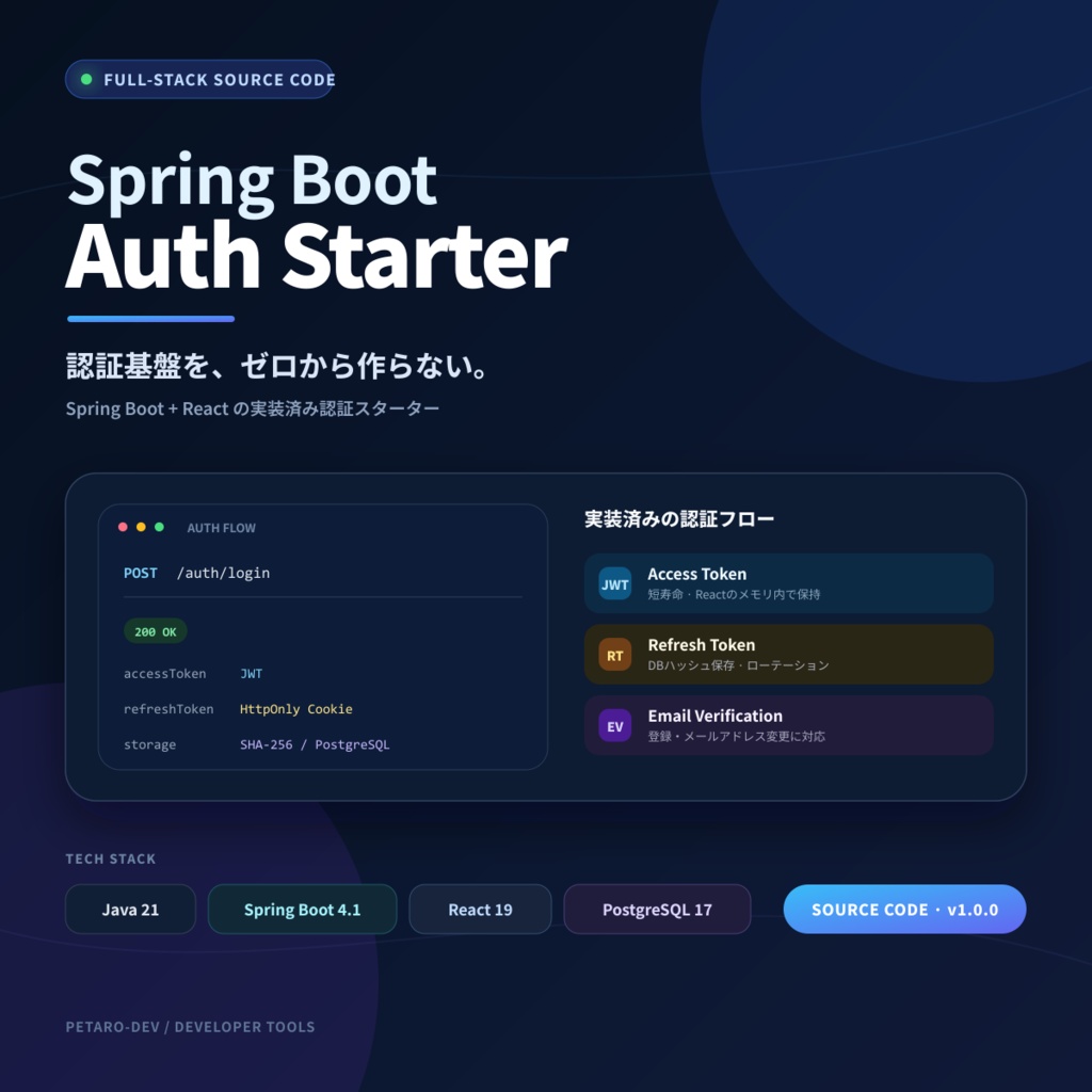 Spring Boot Auth Starter 1.0.0｜Spring Boot＋React認証スターター