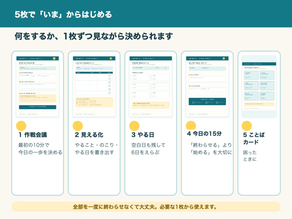 夏休み宿題 挽回シート|「あと何日?」から始める親子の5枚セット