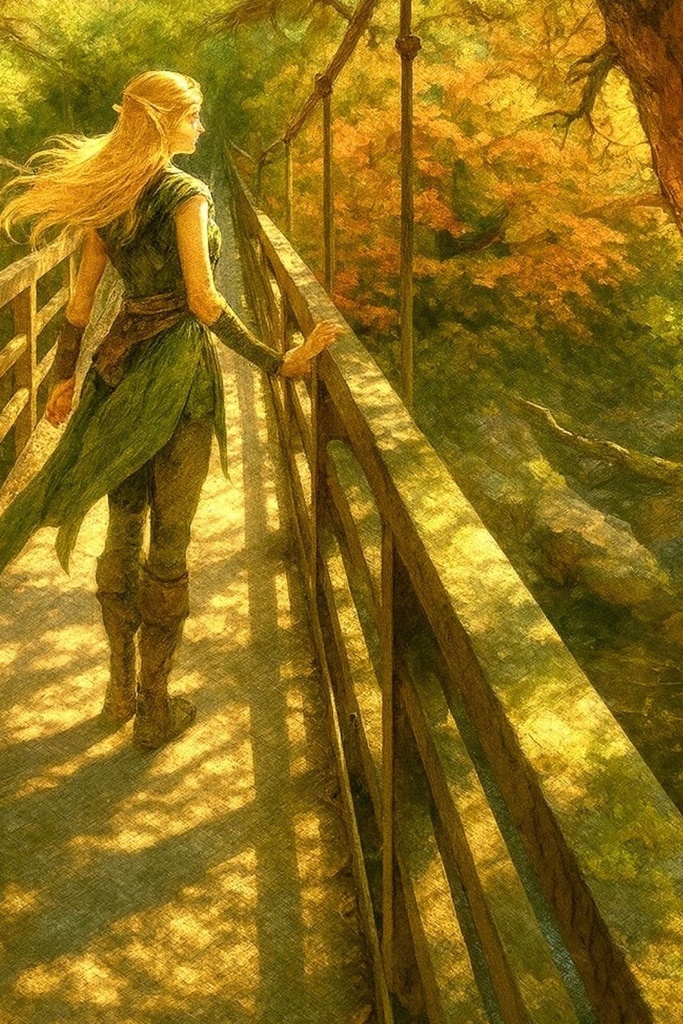 幻想の森を渡るエルフの少女 | ファンタジーアート