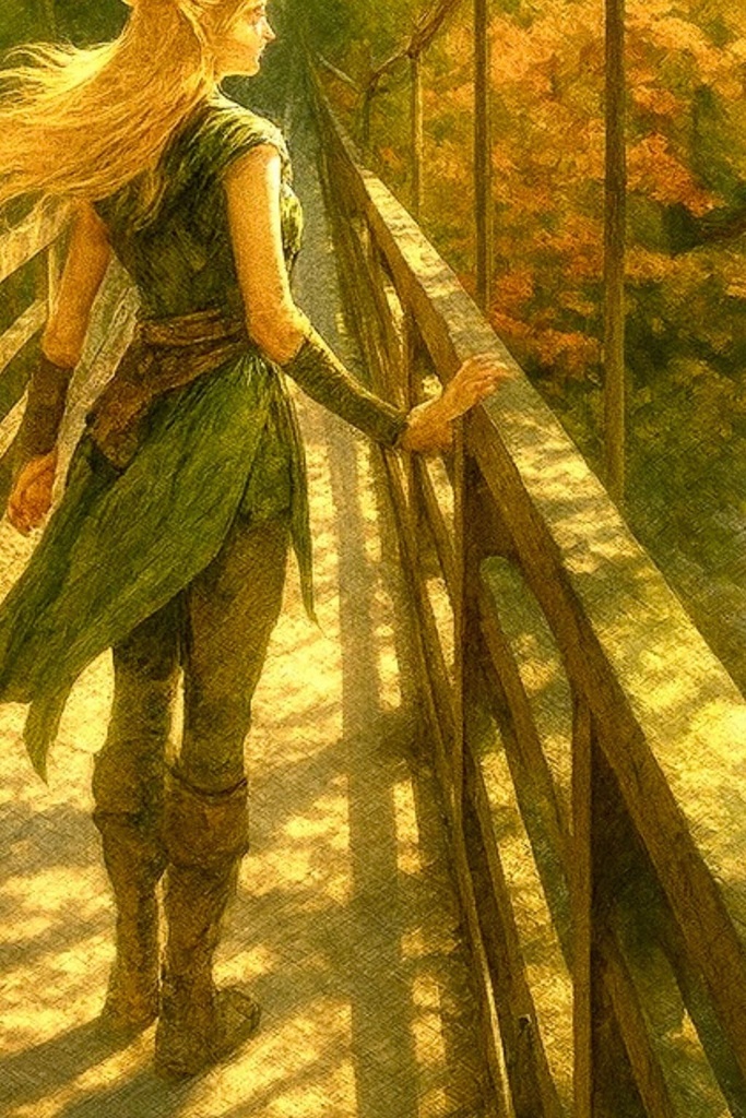 幻想の森を渡るエルフの少女 | ファンタジーアート