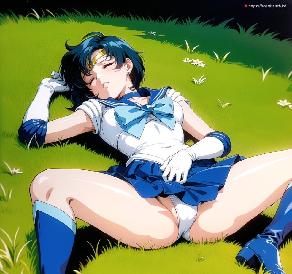 疲れ果てってしまって眠ってるセーラーマーキュリー・水野亜美