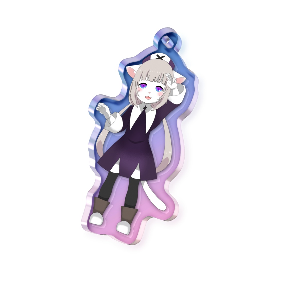 ネコーシュカのオーロラアクリルキーホルダー