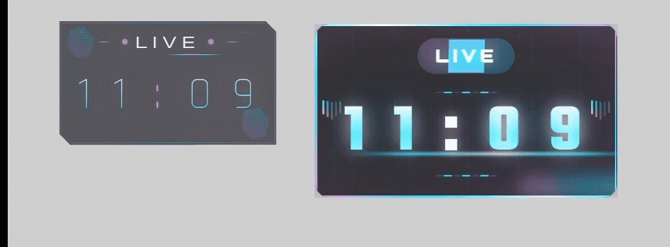 【OBS】アニメーション付きデジタル時計 HTML Cyberpunk Clock ／ 配信者向け素材