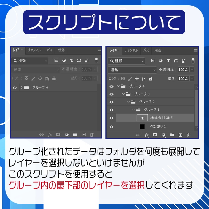 【Photoshop】グループ展開スクリプト