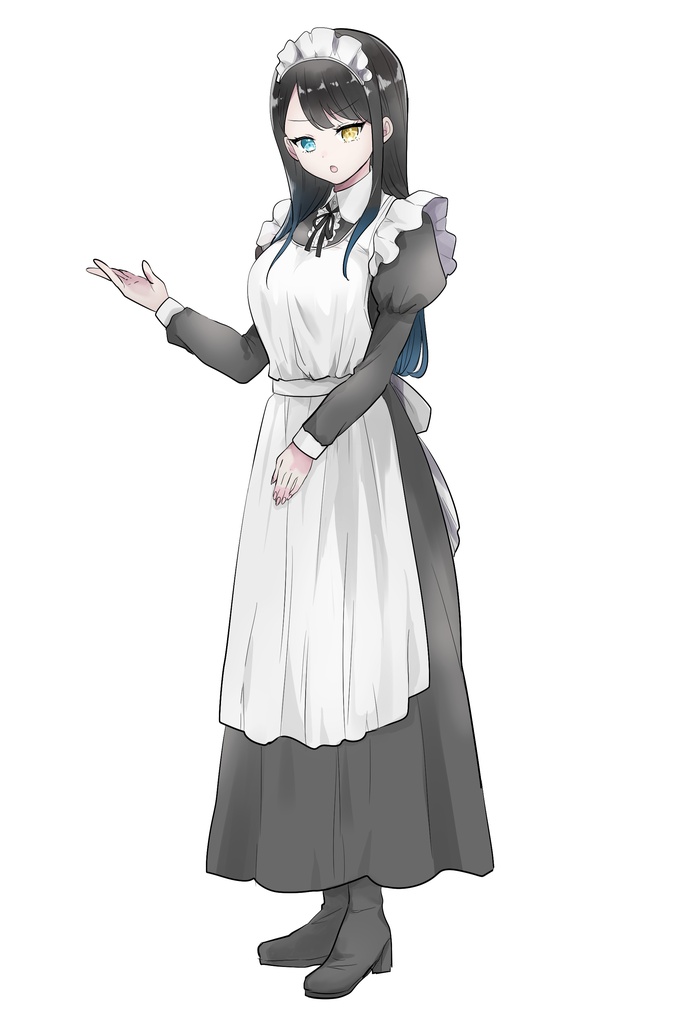【TRPG/ゲーム制作/素材】表情18種+カスタマイズ可!メイドの全身立ち絵素材