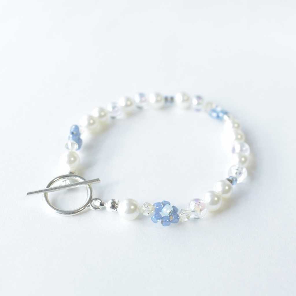 flower perl bracelet (blue)