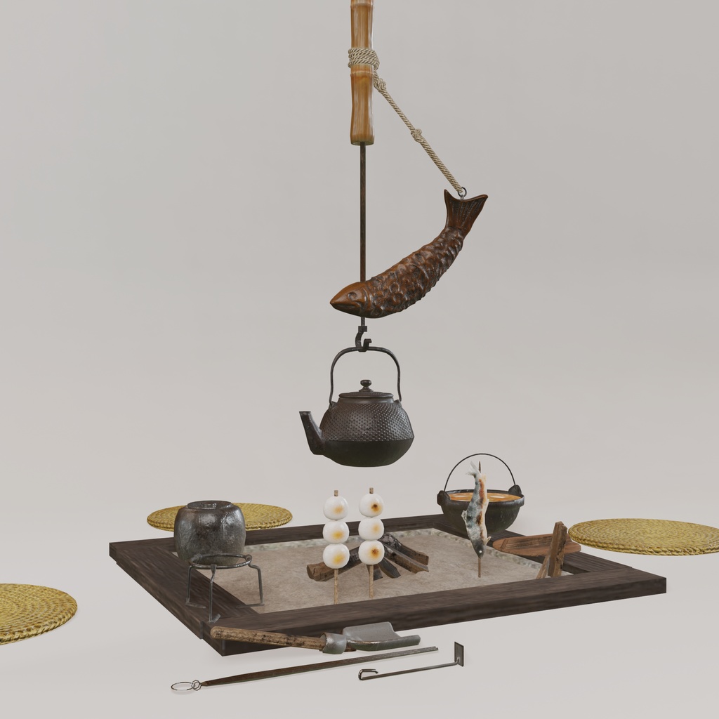 囲炉裏3Dモデル