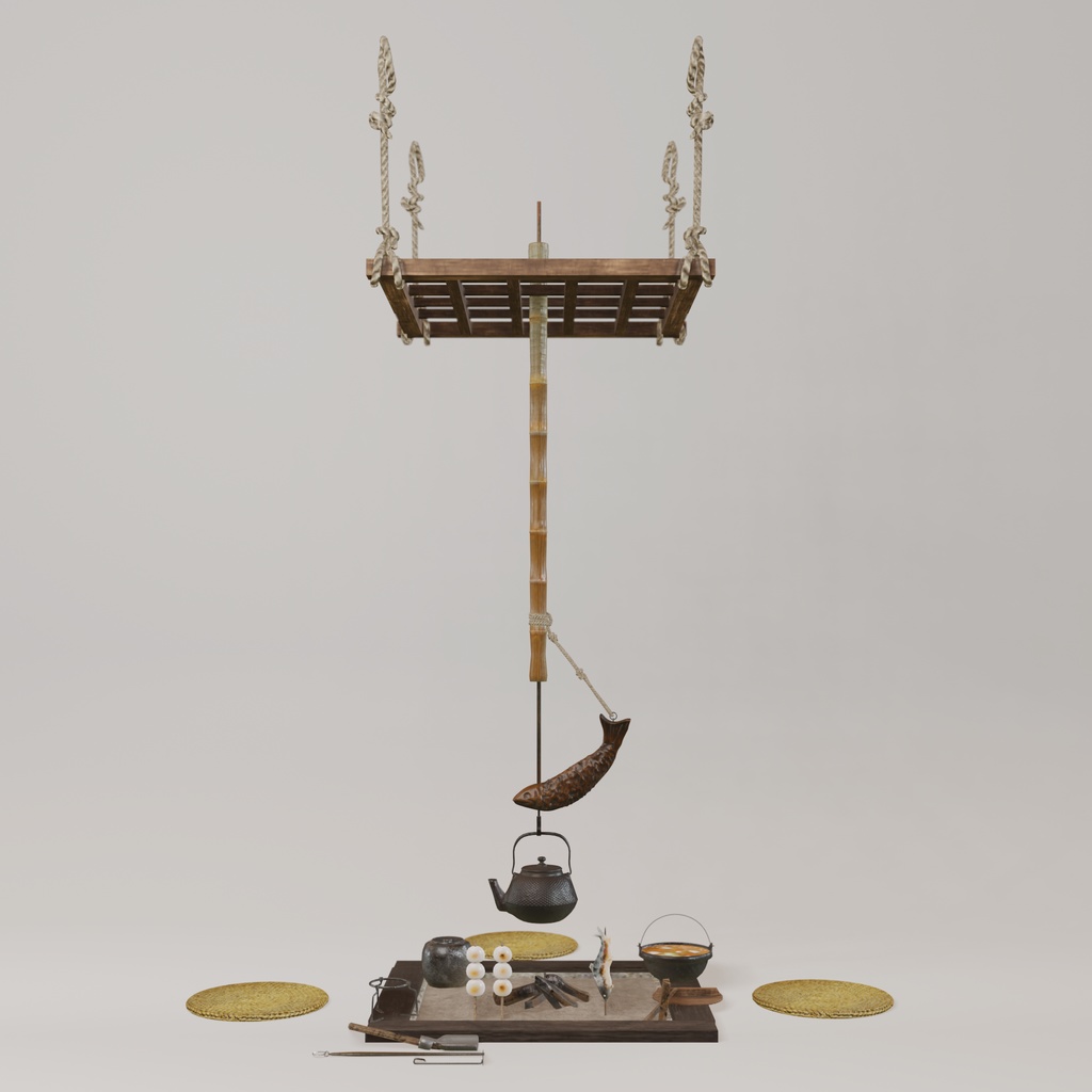 囲炉裏3Dモデル