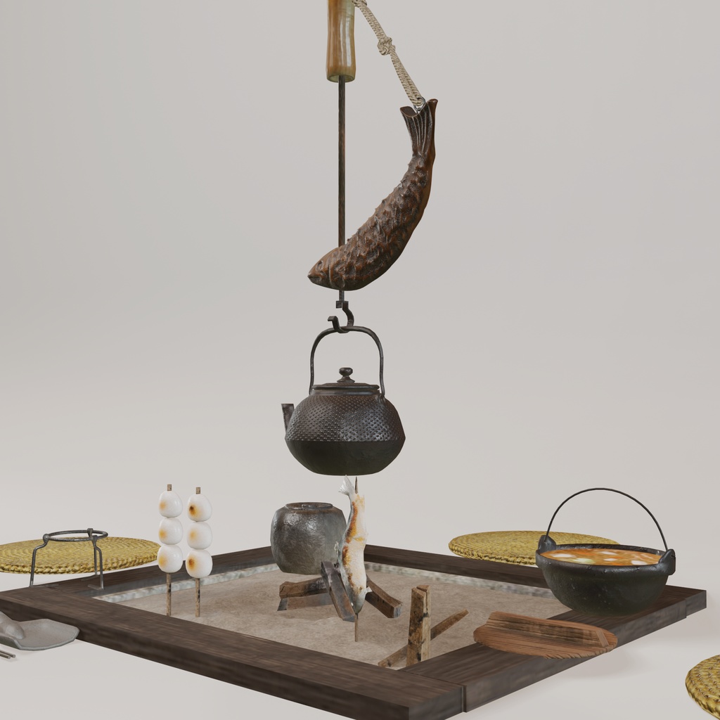 囲炉裏3Dモデル