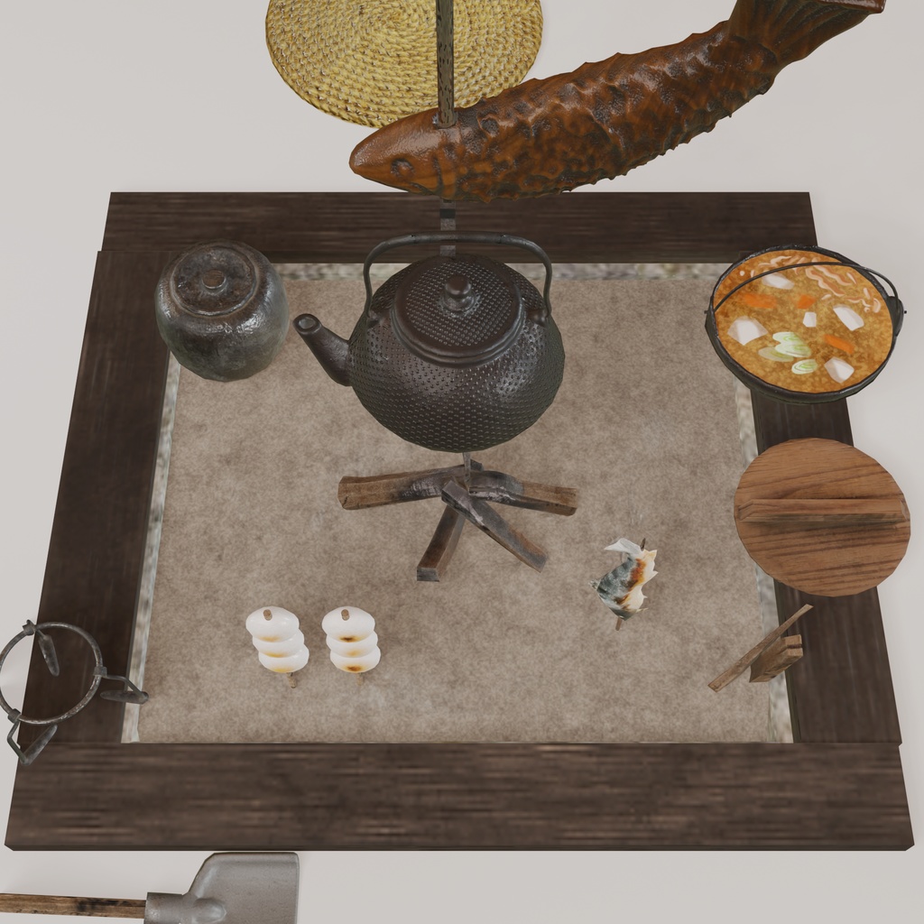 囲炉裏3Dモデル