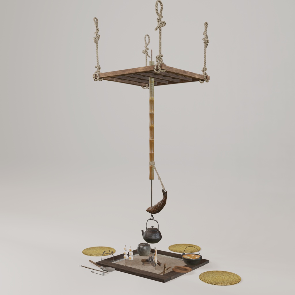 囲炉裏3Dモデル