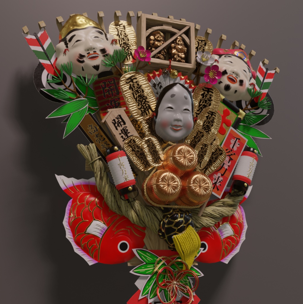 熊手飾り 3Dモデル