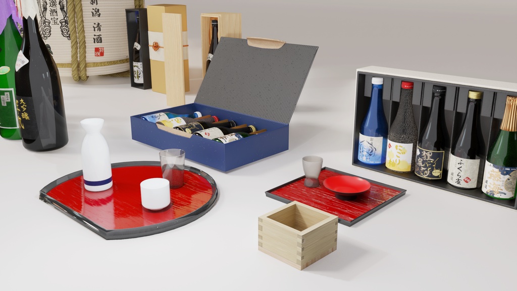 日本酒セット 3Dモデル