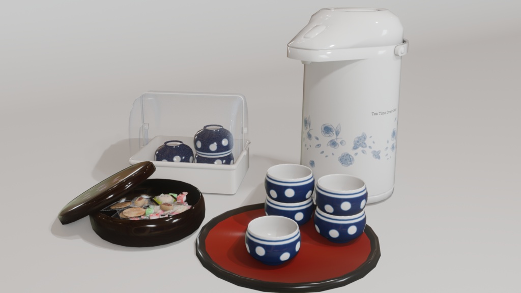お茶菓子セット　3Dモデル