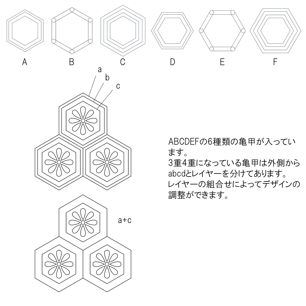 SAIクリスタ】亀甲文様【ベクタ形式素材