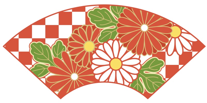 地紙に菊イラスト素材