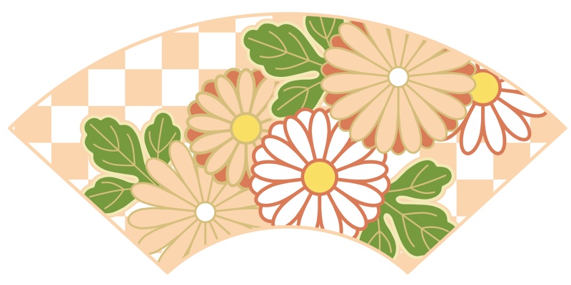 地紙に菊イラスト素材