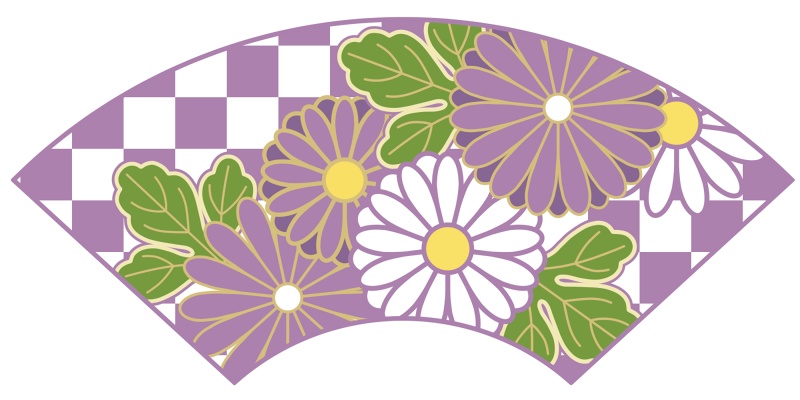 地紙に菊イラスト素材