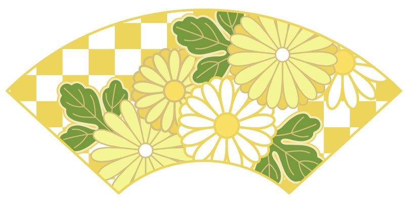 地紙に菊イラスト素材