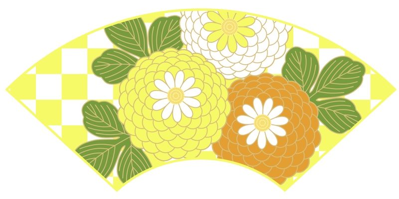 地紙に菊イラスト素材2