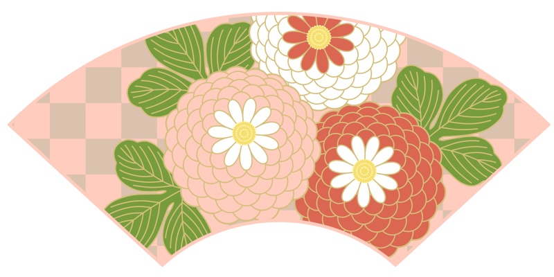 地紙に菊イラスト素材2