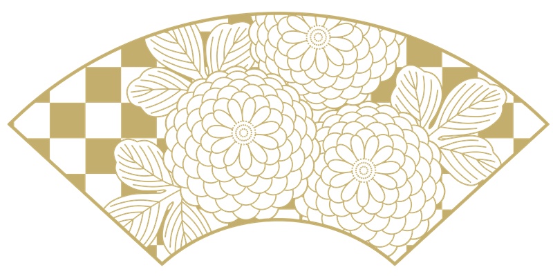 地紙に菊イラスト素材2