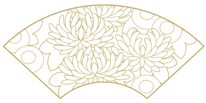 地紙に菊イラスト素材3