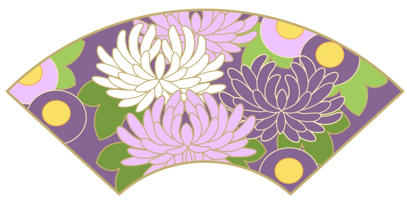地紙に菊イラスト素材3