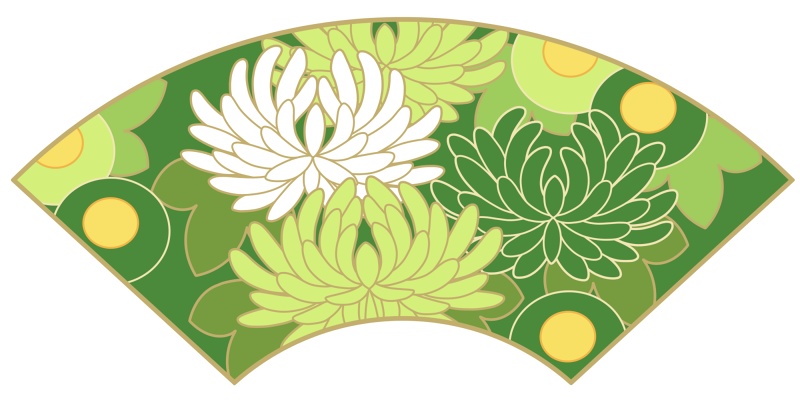 地紙に菊イラスト素材3