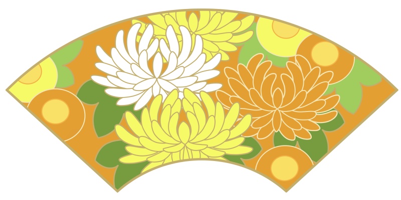 地紙に菊イラスト素材3