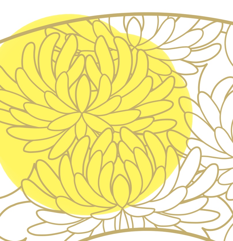 地紙に菊イラスト素材3