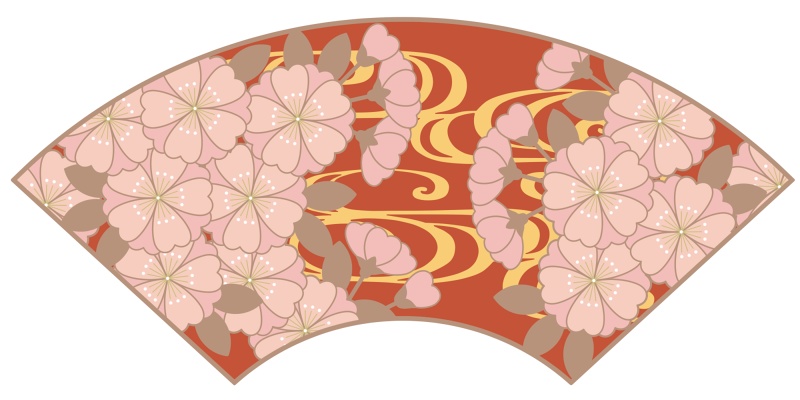地紙に桜イラスト素材