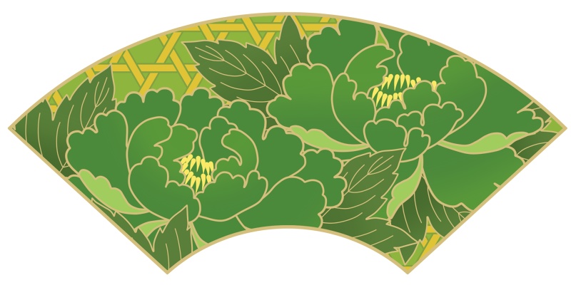 地紙に牡丹イラスト素材