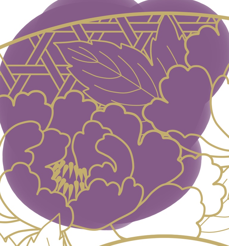 地紙に牡丹イラスト素材