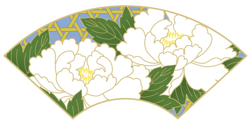 地紙に牡丹イラスト素材