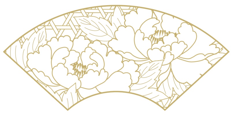 地紙に牡丹イラスト素材