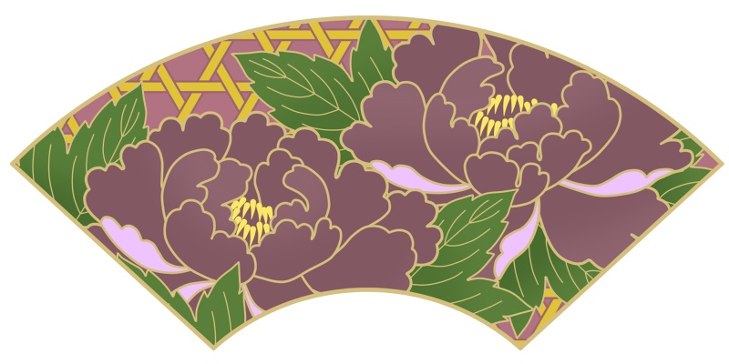 地紙に牡丹イラスト素材