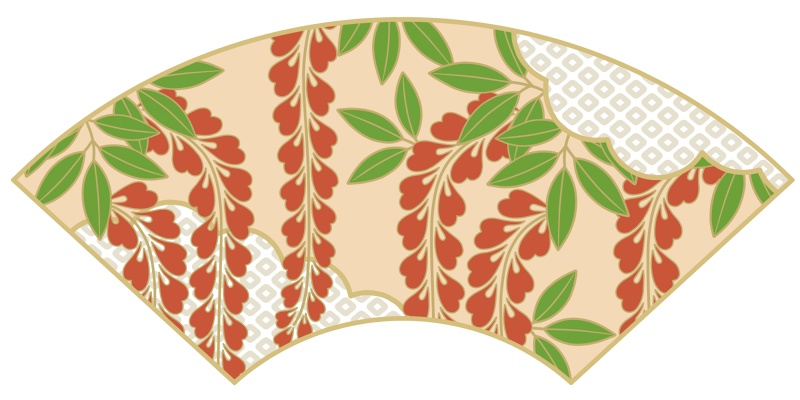 地紙に藤イラスト素材