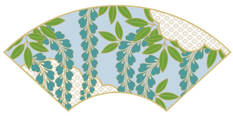 地紙に藤イラスト素材