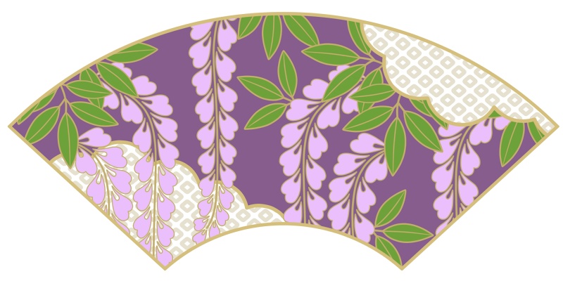 地紙に藤イラスト素材
