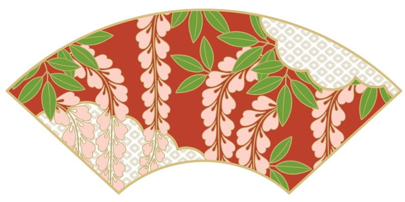 地紙に藤イラスト素材