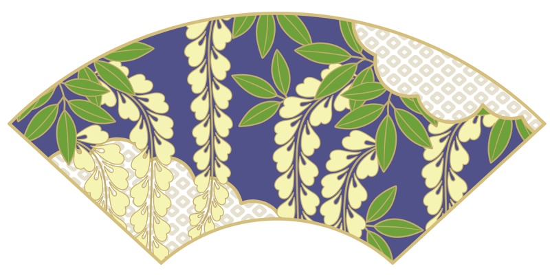 地紙に藤イラスト素材