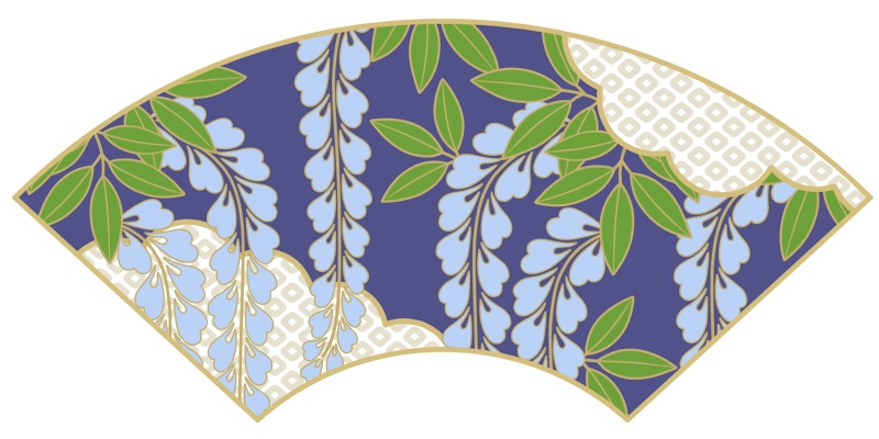 地紙に藤イラスト素材