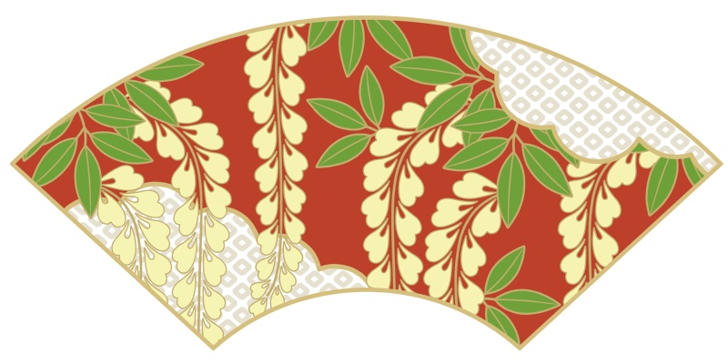 地紙に藤イラスト素材